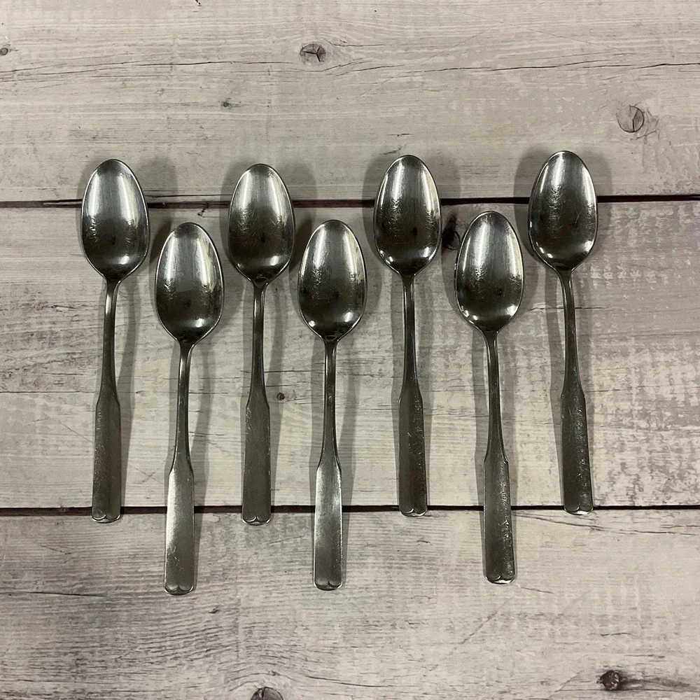 International Silver Mark II Stainless Flatware Colonial Scroll 7 Teaspoons #3